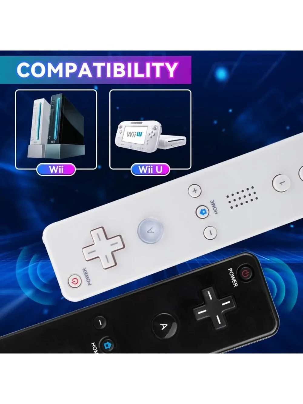 2-Pack Wii Remote Controllers with Silicone Cases & Wrist Straps for Wii U